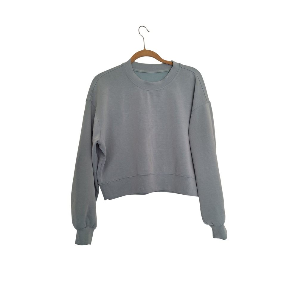 Lululemon Perfectly Oversized Cropped Crew‎ Silver Blue Grey Pullover LW3EZLS 6